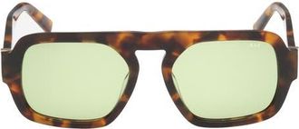 Abercrombie & Fitch 53mm Navigator Sunglasses in Dark Havana /Green Lens at Nordstrom