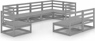 vidaXL Muebles De Jard&iacute;n 8 Piezas Gris Madera De Pino Maciza Vidaxl