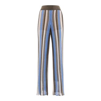 Nenette Wijde Gebreide Broek - Dames - Wijde Broeken - Veelkleurig - L - Polyester - Broeken