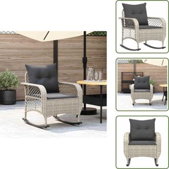 vidaXL Cuscino per schienale - vidaXL Sedia a Dondolo Giardino con Cuscini Polyrattan Grigio Chiaro - Rattan PE