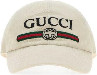 Gucci Beige Logo Textured Baseball Hat