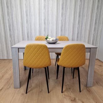 Kosy Koala Kosy Koala - Dining Table and 4 Chairs Grey 4 Mustard Leather Chairs Wood Dining Set Furniture