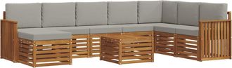 vidaXL Conjunto De Sof&aacute;s De Exterior 9 Uds. Gris Natural Y Claro Vidaxl