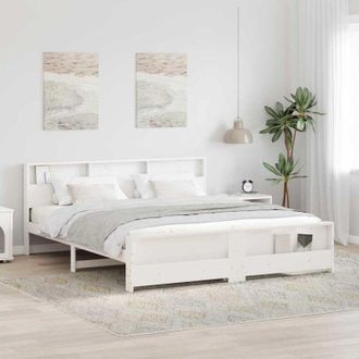 vidaXL Bed Frame with Headboard White 180 x 200 cm Solid pine wood Vidaxl