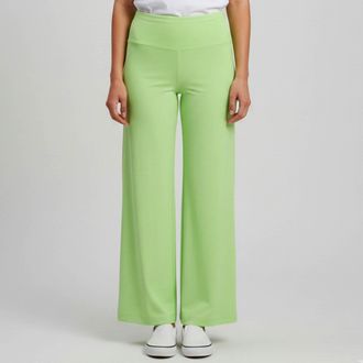 Norma Kamali Neon Green Synthetic Knit Wide Leg Pants
