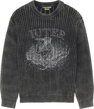Iuter Damage Marble Jumper - Heren - Ronde hals truien - Zwart - XS - Katoen - Truien & Vesten