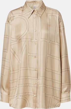 Toteme Embroidered silk satin shirt