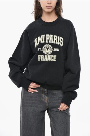 Ami Brushed Cotton Crewneck Sweatshirt PARIS size Xl