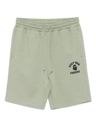 Fingercroxx logo-print shorts - men - Cotton - M - Green