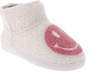 Mia Chill Smiley Faux Shearling Bootie Slipper in Blush Happy Face at Nordstrom, Size 10
