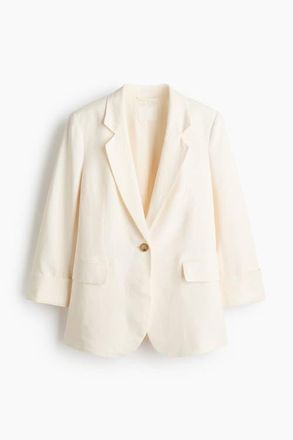 H&M Linen-blend Blazer in Cream at Nordstrom, Size Xx-Small