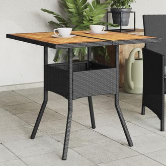 vidaXL Vidaxl - Mesa De Jard&iacute;n Superficie De Madera Rat&aacute;n Pe Negro 80x80x75 Cm