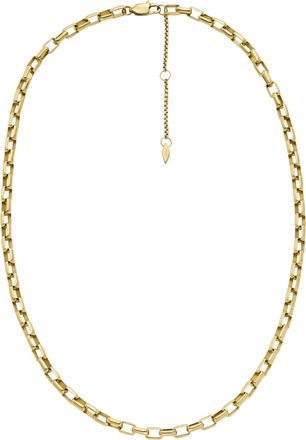 Fossil Womens Archival Core Essentials Gold-Tone Stainless Steel Chain Necklace