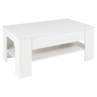 ML Design Mesa auxiliar blanca, 110x65x48 cm, aglomerado