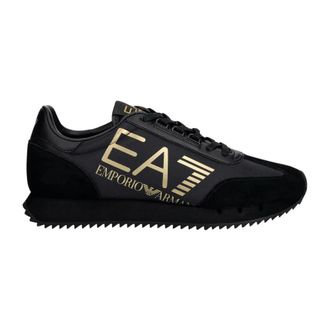 Emporio Armani Stoffen sneaker met su&egrave;de inzetstukken Vintage - Heren - Sneakers - Zwart - 44 EU - Su&egrave;de - Schoenen