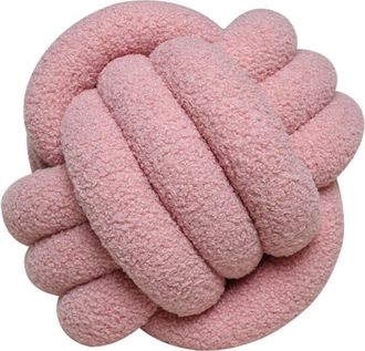 Elle Coj&iacute;n De Bola Gris Y Rosa, 22 Cm De Di&aacute;metro, 1 Coj&iacute;n Redondo, Decoraci&oacute;n Del Hogar, Coj&iacute;n Decorativo Est&eacute;tico, Coj&iacute;n De Piel De Cordero