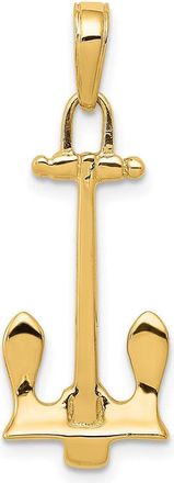 Diamond2Deal 14k Yellow Gold 3D Navy Anchor Pendant