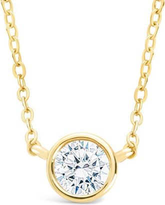Sterling Forever Round Cubic Zirconia Pendant Necklace in Gold at Nordstrom