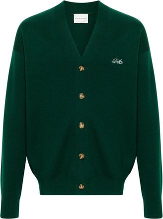 Drôle de Monsieur embroidered-logo knitted cardigan - men - Merino - L - Green
