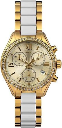 Timex Classic Chronograph Quartz Crystal Gold Dial Ladies Watch