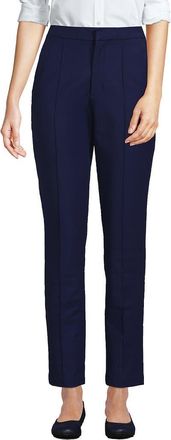 Lands End High Rise Bi Stretch Pintuck Pencil Ankle Pants in Deep Sea Navy at Nordstrom, Size 12