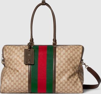 Gucci Medium GG Duffle Bag With Web, Beige, Original GG Fabric