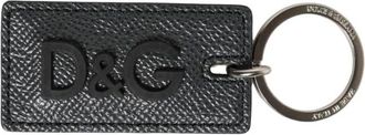 Dolce & Gabbana Kalfsleer Logo Metalen Ring Sleutelhanger - Dames - Sleutelhangers & Tashangers - Grijs - ONE Size - Leer - Accessoires