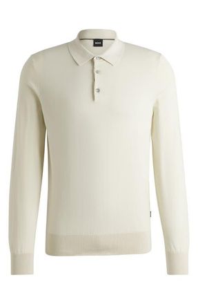 BOSS Gemello Cotton Polo Sweater in Open White at Nordstrom, Size Xx-Large