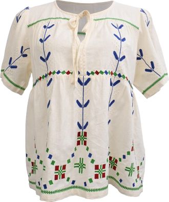 BA&SH Ba & Sh Kimber Embroidered Blouse in White Cotton
