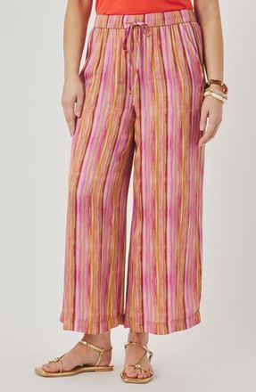 Splendid Angie Stripe Wide Leg Pants in Fuchsia Pink/Multi at Nordstrom, Size X-Large