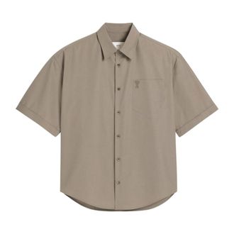 Ami Short Sleeve Shirts, male, Gray, Size: L Boxy Shirt