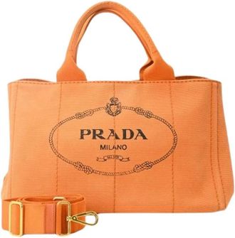 Prada Pre-owned Canvas Tote Bag - Dames - Vintage Shopper - Oranje - ONE Size - Vintage