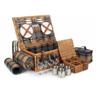 Red Hamper Deluxe 4 Person Ravenstor Fitted Wicker Picnic Basket in Blue