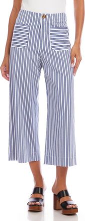 Karen Kane Stripe Crop Wide Leg Pants in Blue/white at Nordstrom, Size 6