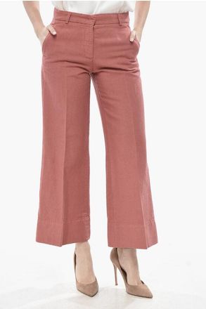 Ql2 Quelledue Cropped-Fit Linen-Blend Chinos size 40