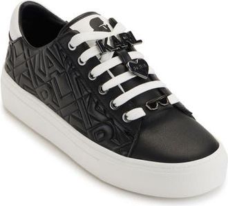 Karl Lagerfeld Karl Lagerfeld Paris Cate Pin Logo Sneaker in X1W - Bk/brt Wht at Nordstrom, Size 8.5