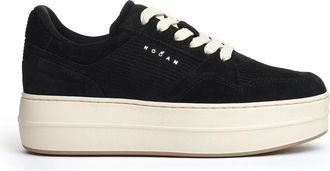 Hogan Velvet Suede Skyscraper Print Sneakers - Dames - Sneakers - Zwart - 37 1/2 EU - Leer - Schoenen