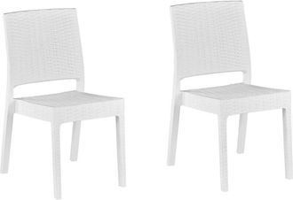 Beliani Set of 2 Garden Chairs FOSSANO Synthetic Material White