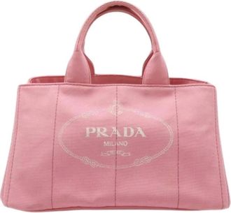 Prada Pre-owned Tote Bags, female, Pink, Size: ONE SIZE Pre-owned Vintage Canvas Tote Bag