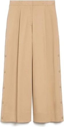 Max Mara Caprile Wide Broeken - Dames - Wijde Broeken - Beige - L - Katoen - Broeken