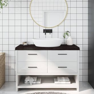 vidaXL Encimera De Ba&ntilde;o Madera Tratada Marr&oacute;n Oscuro 120x40x(2-6) Cm Vidaxl