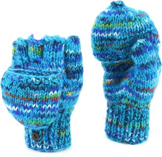 Loud Elephant Hand Knitted Wool Shooter Gloves - SD Bright Blue Mix