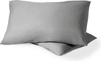 Bare Home 100% Organic Cotton Percale Cooling Pillowcase Set in Light Grey at Nordstrom, Size Standard
