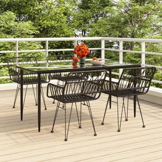 Berkfield Home 5 Piece Garden Dining Set Black Poly Rattan