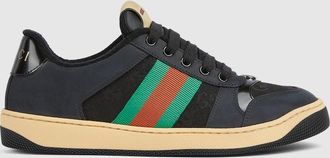Gucci Womens Screener Sneaker, Black, Fabric