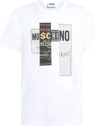 Moschino Bedruikt katoenen jersey T-shirt - Heren - T-shirts - Wit - L - Katoen - Tops