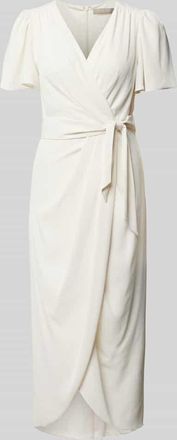 Christian Berg Cocktail Wickelkleid mit Bindeg&uuml;rtel in Ecru, Gr&ouml;&szlig;e 34
