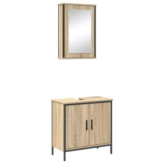 Berkfield Home 2 Piece Bathroom Furniture Set Sonoma Oak Engineered Wood in Beige