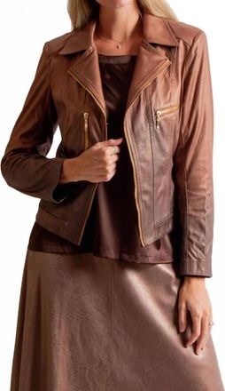 Insight Shades Vegan Leather Moto Jacket In Brown