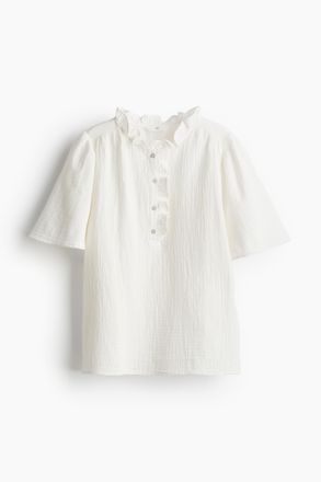 H&M Musselinbluse mit Volantbesatz - White